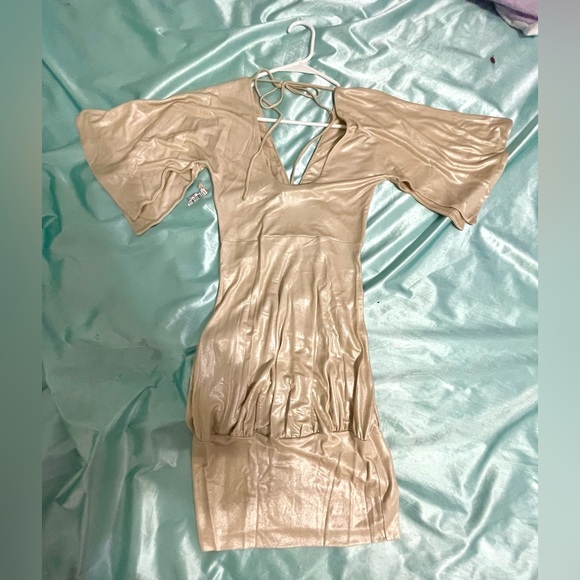 Y2K SKY brand new metallic gold mini dress size S... NEVER WORN - Picture 2 of 6
